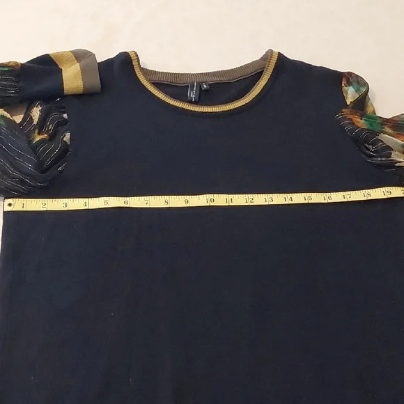 Anthropologie Blank London. Festive Black  Sweater with Patterned Sleeves. XL - Picture 6 of 8